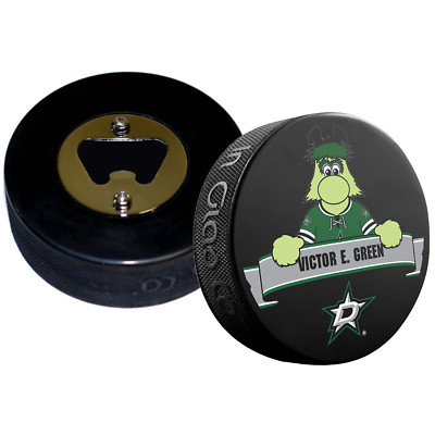 Dallas Stars Mascot Victor E Hockey Puck Bottle Opener