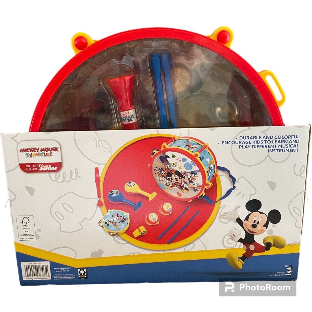 Disney Junior Mickey Mouse Toy 10 Piece Marching Band Drum Set New