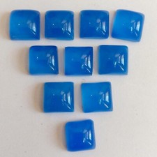  WHOLESALE NATURAL BLUE CHALCEDONY CABOCHON SQUARE SHAPE LOOSE GEMSTONE