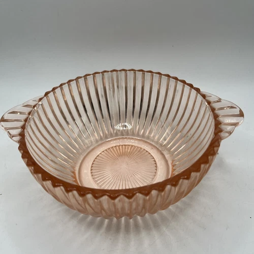 Vintage Pink Depression Glass Bowl 6.5 Inches Queen Mary Pattern** Small Chip*