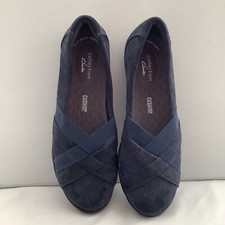 REDUCED CLARKS womens collection dark blue suede slip on shoes