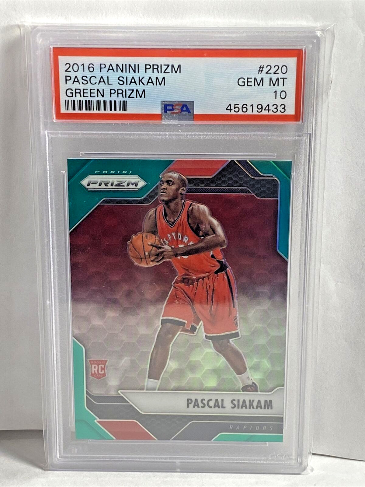 Pascal Siakam 2016 Panini Prizm GREEN Basketball Rookie Card #220 PSA 10