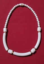 Vintage SC Sara Coventry Bright White Bead Choker 16" Necklace  
