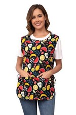 Women Cobbler Apron with 2 Patch Pockets Cotton printed Smock with Side Ties ...