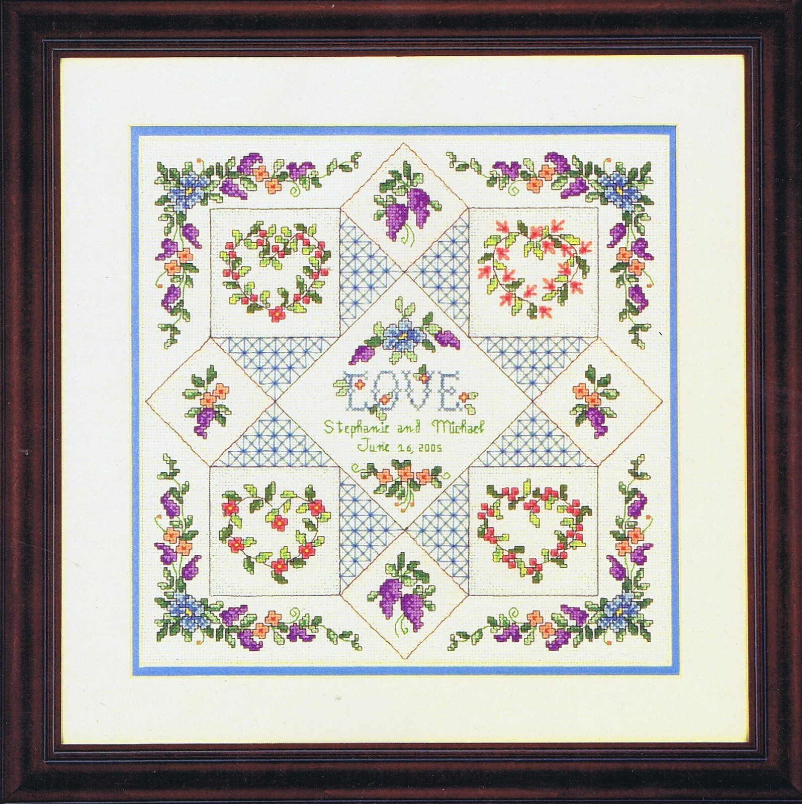 Love Sampler Floral Counted Cross Stitch Kit Crafts