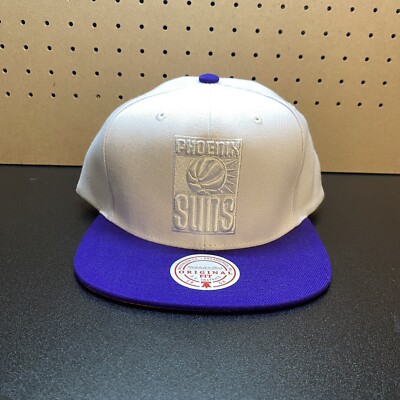 Phoenix Suns Hat Cap Snap Back White Purple Mitchell & Ness NBA Basketball HWC