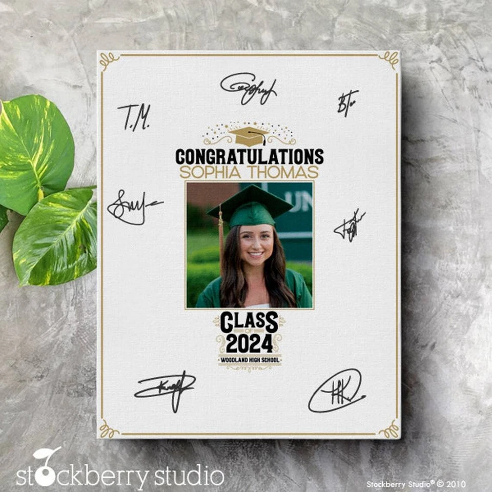 Impresión en lienzo alternativa personalizada libro de visitas de graduación clase de 2025 Foto 2 de 4