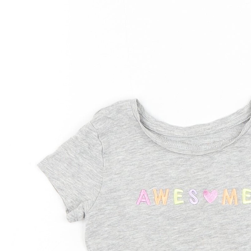 Primark Girls Grey Cotton blend T-Shirt Size 2-3 Years  - Awe image 5