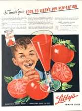 Libby's Tomato Juice Chicago Illinois WWII Vintage Print Ad 1945 #0415