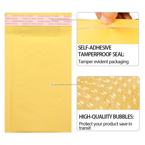 100Pcs 7¼" x 8" Kraft Bubble Mailers Self Seal Padded Envelopes for Packaging - Picture 7 of 15
