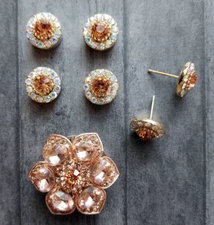 Huntseat, Saddle Seat set of Rose-Gold crystal show magnets, brooch, earrings