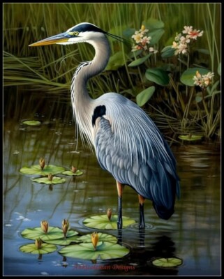 Great Blue Heron 4 - Chart Counted Cross Stitch Patterns Needlework DMC Color