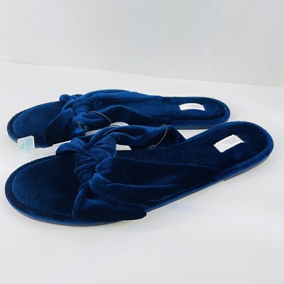 Stars Above Womens Gracie Navy Blue Velvet Slide Knotted
