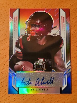 2021 Leaf Metal Draft Red White Blue Auto #PATA1 Tutu Atwell LA Rams #'d 5/10