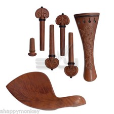 New Jujubewood Violin Parts Set 4/4 Dragon Tailpiece Endpin Peg Chinrest 5 