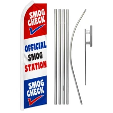Smog Check Swooper Flutter Feather Advertising Flag Kit Official Smog Station