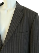 Burberry London Blazer Bond Street Gray Chalk Stripe Suit Coat Wool USA 46R