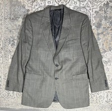 Jos A Bank Signature Collection Blazer Silk Wool Men's Size 46L Tan Checkered