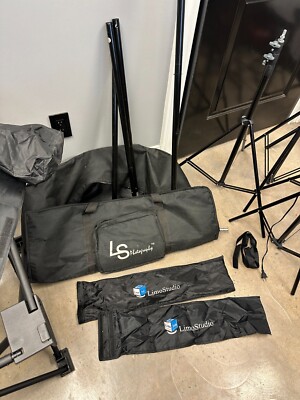 Limo Studio LS Lighting Stands 33'' White Translucent Umbrella & Backdrops - Used