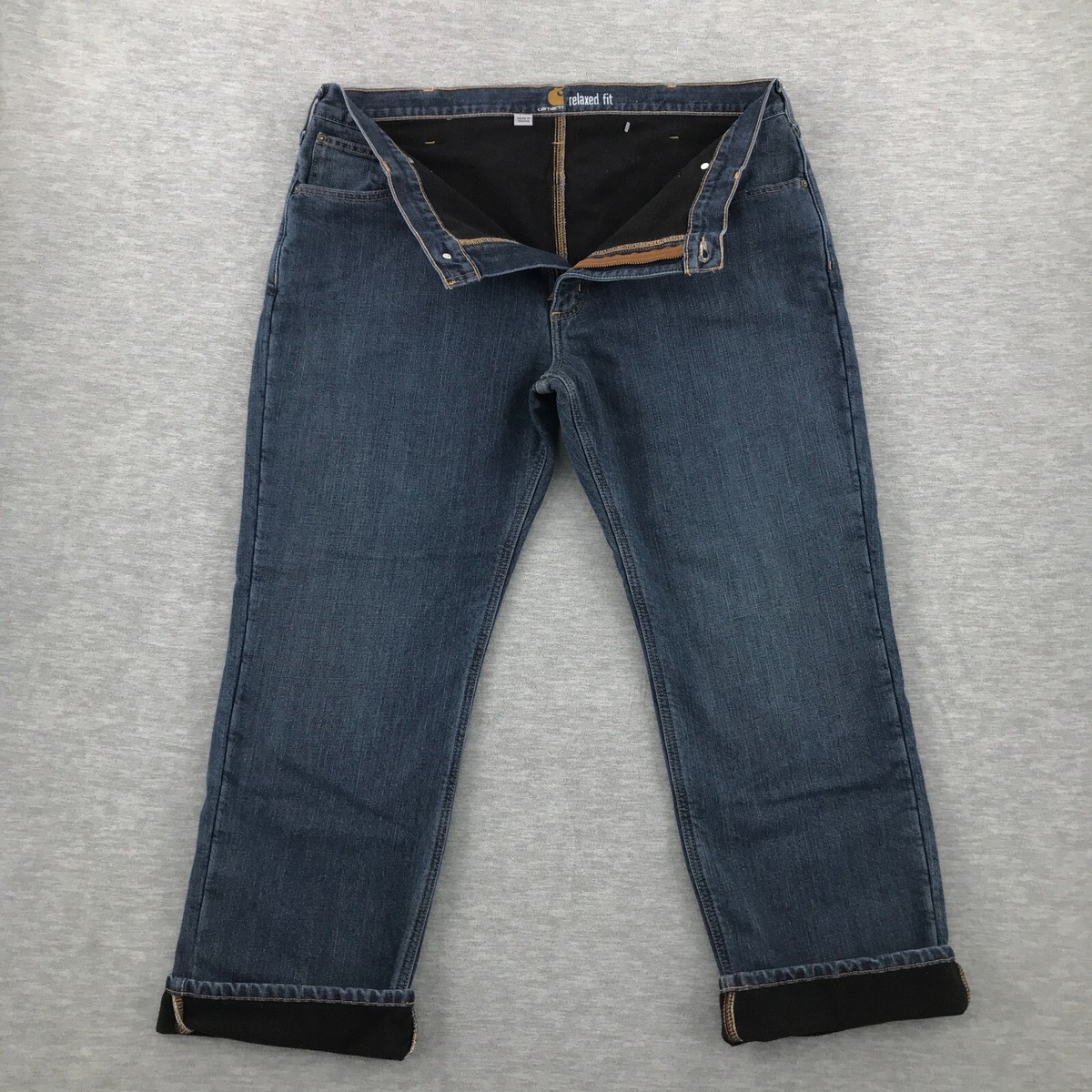 Carhartt Jeans Mens 40x30 Relaxed Fit Fleece Lined Dark Blue Work Outdoors  Gorp