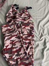 Varley Womens Camo Mix High Rise Ankle Leggings w/ Sports Bra Set Blue Size XS