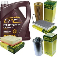 MANN-FILTER Inspektionspaket Mannol 5L Energy Combi Ll 5W-30 FüR Audi A6 Avant