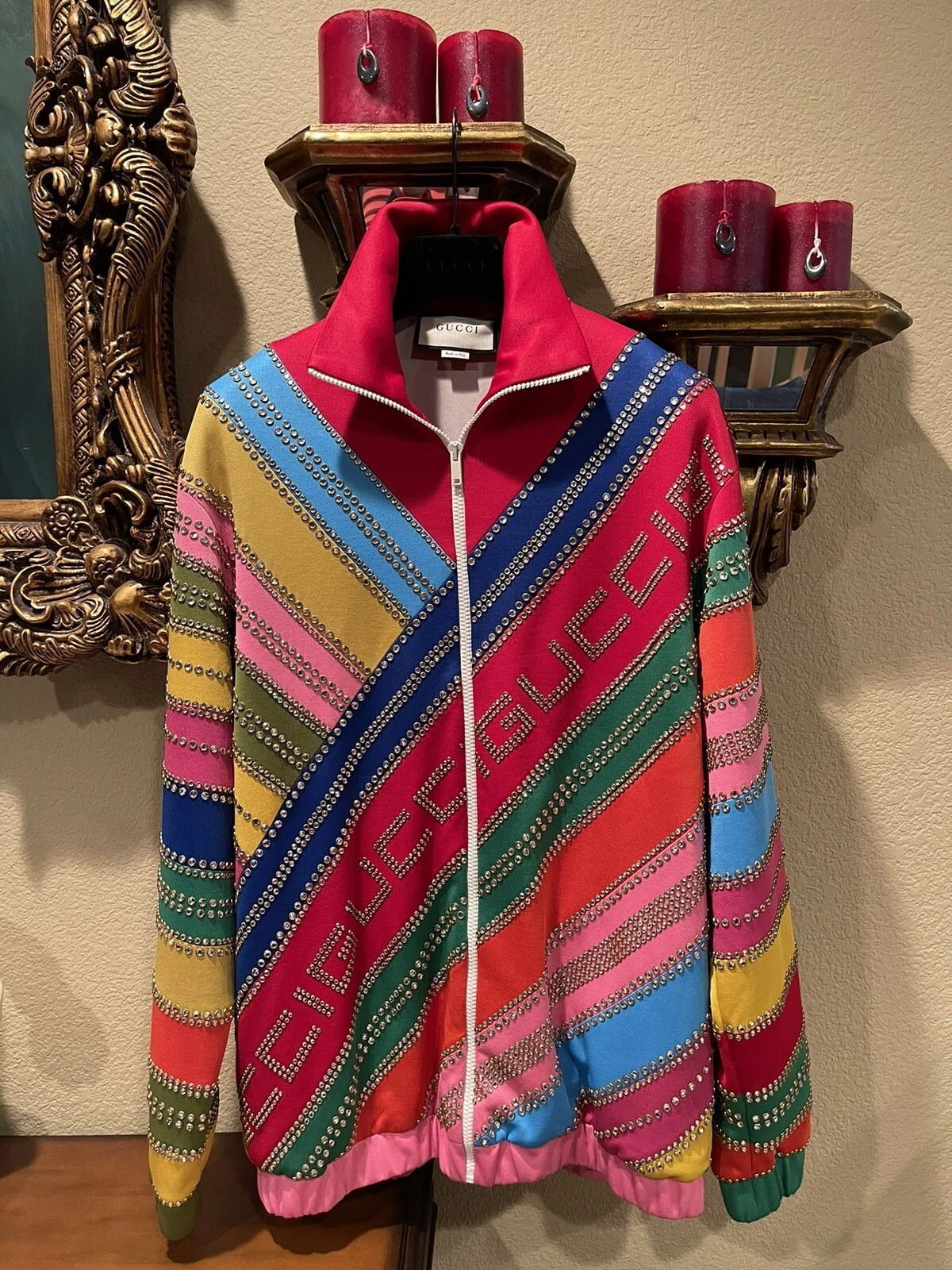 Giacca a righe 100% autentica GUCCI cristallo impreziosita taglia: S