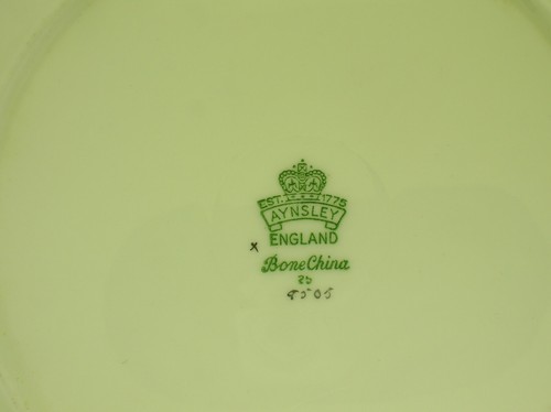 AYNSLEY ENGLAND BONE CHINA FLOWER PLATE 8 1/2" SILVER RIM - BEST OFFER - Picture 6 of 6