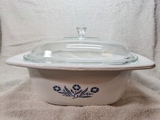 Vintage Corning Ware Blue Cornflower 4 Quart Dutch Oven P-34-B W/Lid Made in USA