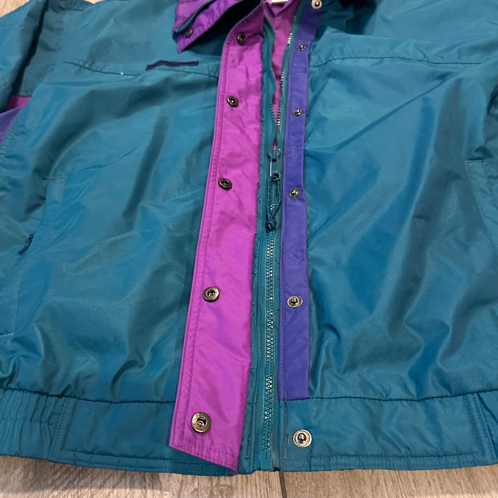 Columbia Bugaboo Jacket Womens L Green Full Zip Snap Long Sleeve Ski 90s Retro