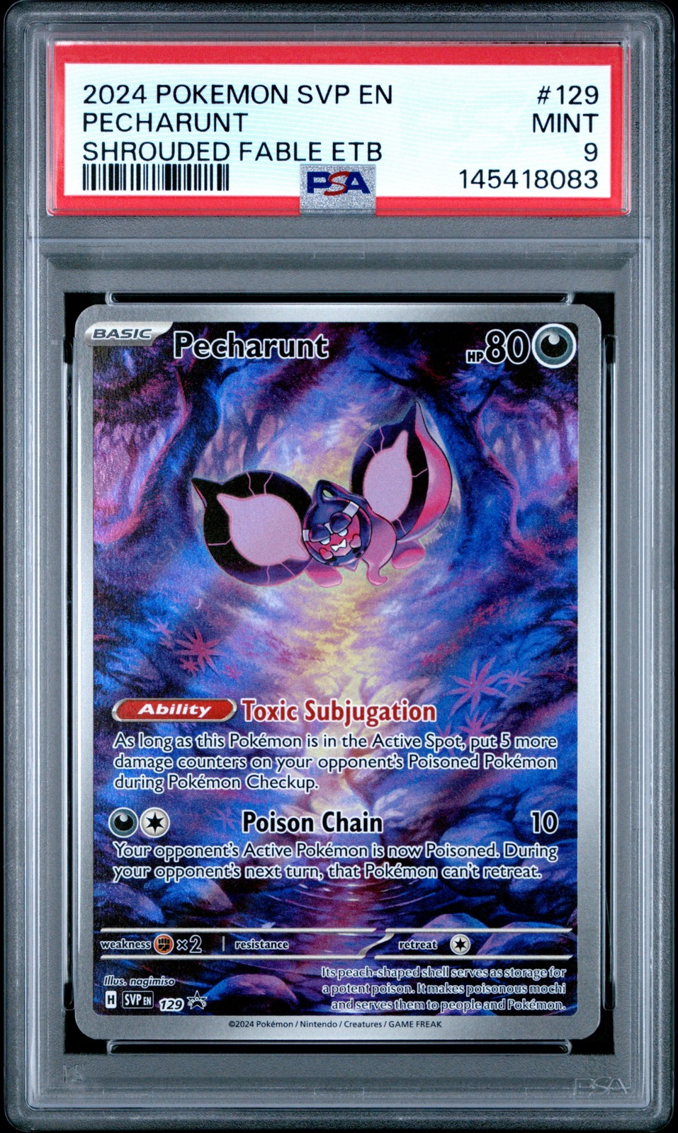 2024 POKEMON SVP EN-SV BLACK STAR PROMO #129 PECHARUNT PSA 9