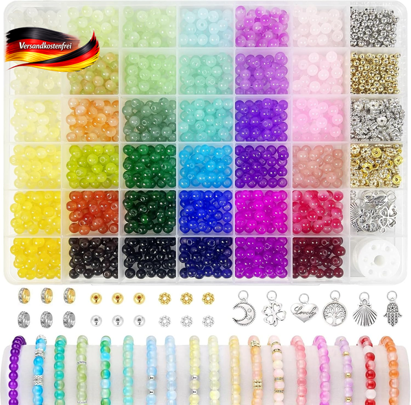 Perlen Set 36 Farben 1435 Teile Diy Schmuckherstellung ArmbäNder Halsketten-image