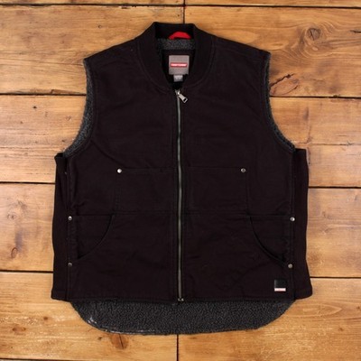 Craftsman Canvas Weste XL Herren 00s schwarz Sherpa gefüttert Chore Utility Gilet