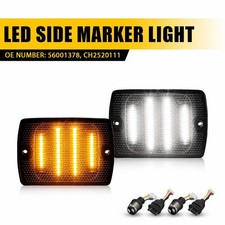 Smoked Front Side Marker Amber White LED Lights For 1987-1995 Wrangler Jeep YJ