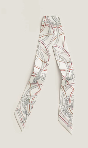 NEW Hermes Harnais Legendaire Twilly - Blanc / Gris Perle / Rouge H