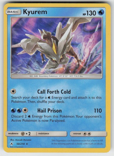 Holo Kyurem 50/214 Rare Unbroken Bonds Near Mint