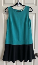 ANN TAYLOR LOFT Colorblock Drop Waist Sleeveless Flounce Mini Dress Sz 6 MOD