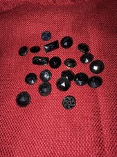 Antique Lot Of (20) Black Glass Faceted Med. Sz. Buttons-  Estate Pieces