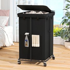160L Laundry Hamper with Lid, Rolling Laundry Basket with Wheels, Large  Tal...