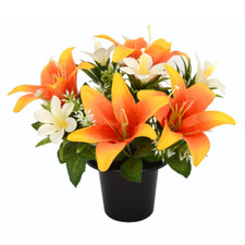 Grave Memorial Flowers Artificial Rose Foilage Cemetery Pots Outdoor Home Décor