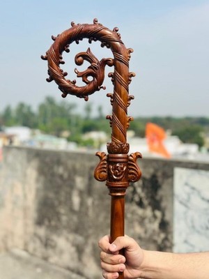 Designer Victorian Classic Handcraft Wood Crozier Engrave Walking Sick Cane Gift