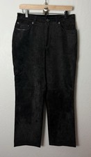 Lauren Ralph Lauren Green Label Black Leather Suede Pants Size 12 Petite