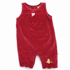Vintage Classic Pooh Winnie The Pooh Velour Romper Baby 3M Red Disney