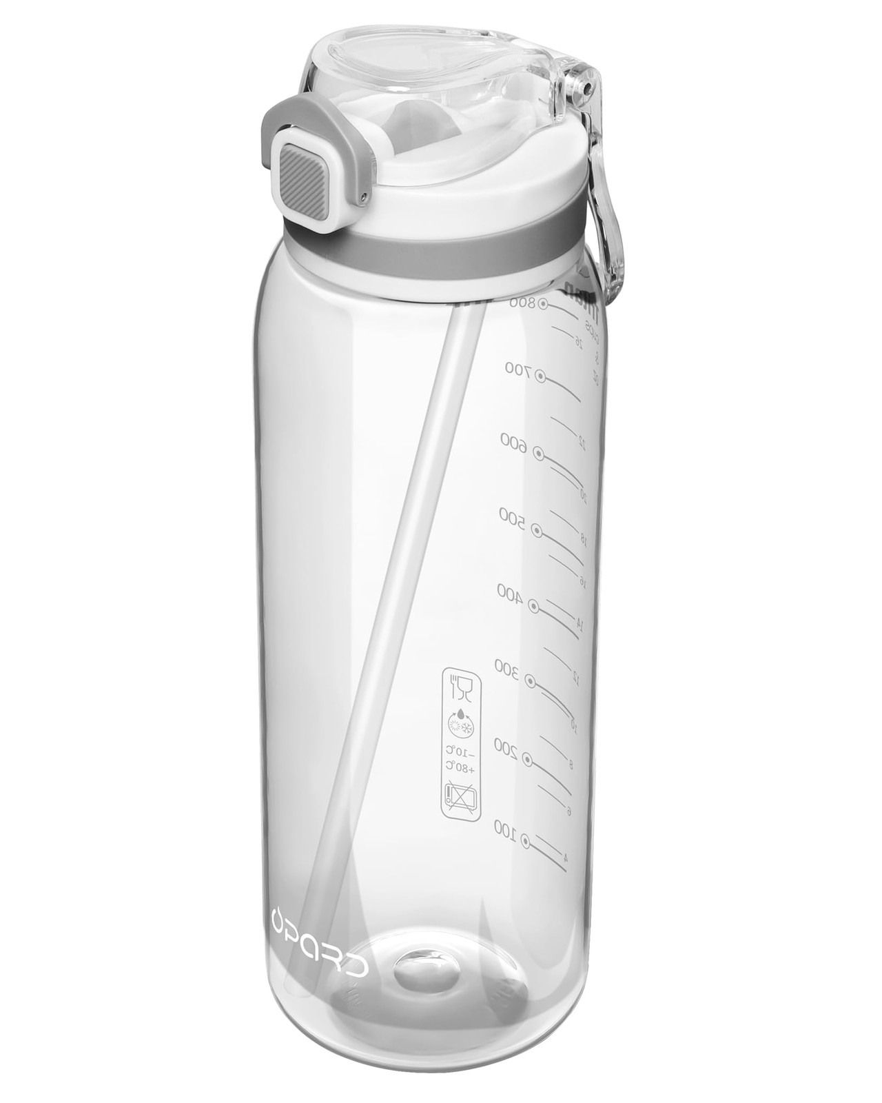With Straw Cap, 33.8 Ounces, White