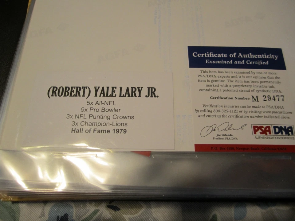 Yale Lary Detroit Lions Hall of Famer Autographed 8x10 Photo - Image 2 of 2