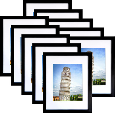 8X10 Picture Frame Set of 10, Display Pictures 5X7 with Mat or 8X10 Prints witho