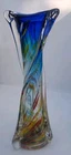 Vtg Venetian Murano Colorful Art Glass Twisted Vase 12.5" Italy