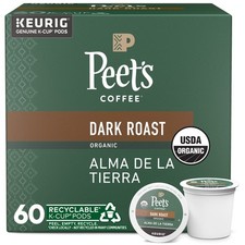 Peet's Coffee USDA Organic Dark Roast K-Cup Pods Alma de la Tierra 60 Count