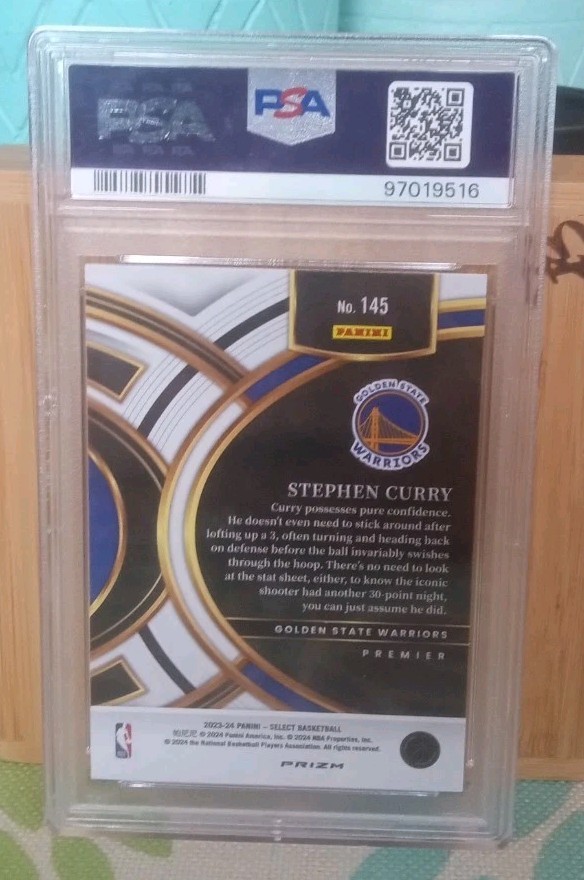 Stephen Curry 2023 Panini Select Green White Purple Prizm #145 PSA 10 view 2