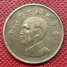 Taiwan 76 (1987) Copper-Aluminum-Nickel 1 New Dollar. Chiang Kai-shek. Y# 551